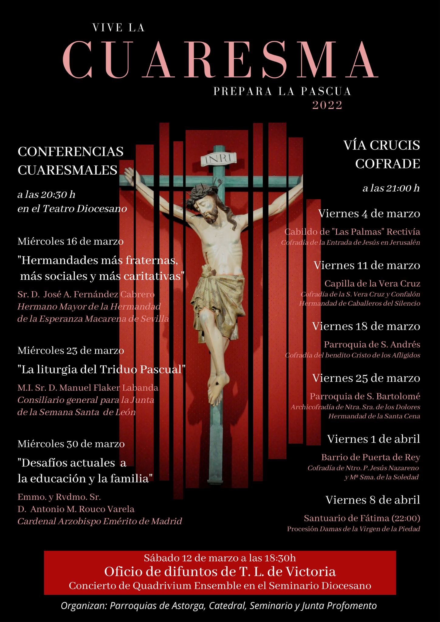 Cartel de actos de Cuaresma Astorga 2022